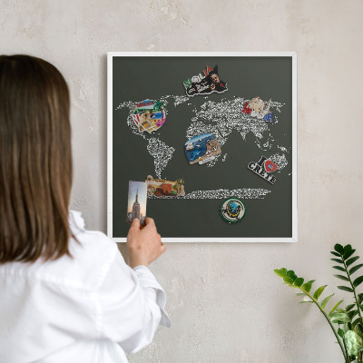 Magnettafel aus Metall für Souvenirs in weißem Rahmen Textkarte