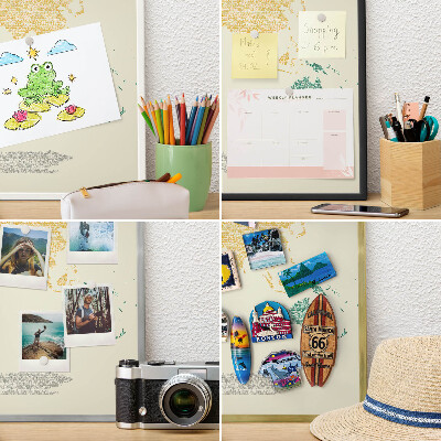 Wand-Magnettafel für Reisesouvenirs mit weißem Rahmen Weltkarte