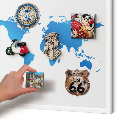 Wand-Magnettafel für Reisesouvenirs mit weißem Rahmen Weltkarte