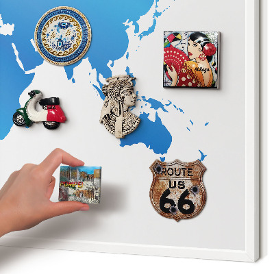 Wand-Magnettafel für Reisesouvenirs mit weißem Rahmen Weltkarte