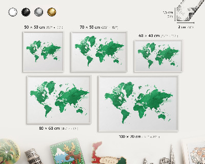 Magnettafel aus Metall für Souvenirs in weißem Rahmen Grüne Karte