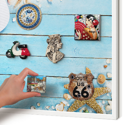 Wand-Magnettafel für Reisesouvenirs mit weißem Rahmen Urlaubsruhe