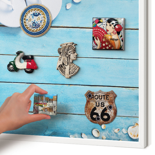 Wand-Magnettafel für Reisesouvenirs mit weißem Rahmen Urlaubsruhe