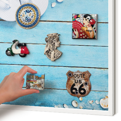Wand-Magnettafel für Reisesouvenirs mit weißem Rahmen Urlaubsruhe
