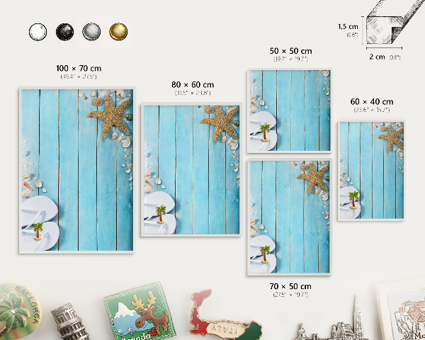 Wand-Magnettafel für Reisesouvenirs mit weißem Rahmen Urlaubsruhe