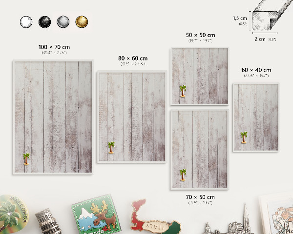 Wand-Magnettafel für Reisesouvenirs mit weißem Rahmen Helles Holz