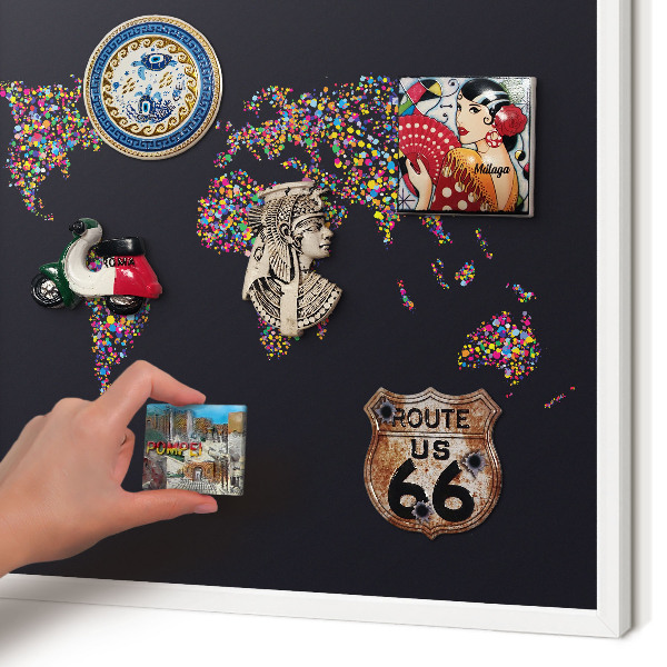 Wand-Magnettafel für Reisesouvenirs mit weißem Rahmen Farbkarte