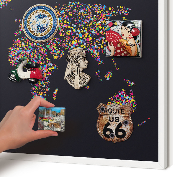 Wand-Magnettafel für Reisesouvenirs mit weißem Rahmen Farbkarte