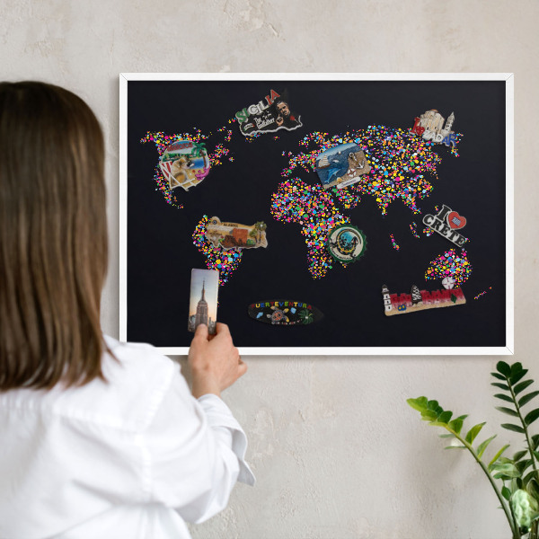 Wand-Magnettafel für Reisesouvenirs mit weißem Rahmen Farbkarte