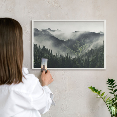 Wand-Magnettafel für Reisesouvenirs mit weißem Rahmen Grüne Berge