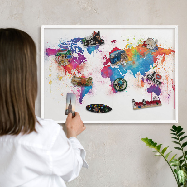 Wand-Magnettafel für Reisesouvenirs mit weißem Rahmen Farbkarte