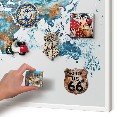 Wand-Magnettafel für Reisesouvenirs mit weißem Rahmen Wasserkarte