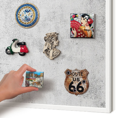Wand-Magnettafel für Reisesouvenirs mit weißem Rahmen Rohbeton