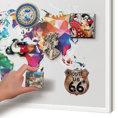 Wand-Magnettafel für Reisesouvenirs mit weißem Rahmen Weltkarte