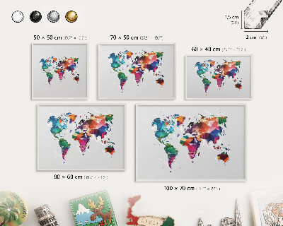 Wand-Magnettafel für Reisesouvenirs mit weißem Rahmen Weltkarte
