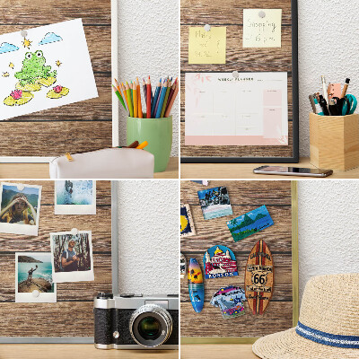 Wand-Magnettafel für Reisesouvenirs mit weißem Rahmen Holzstruktur