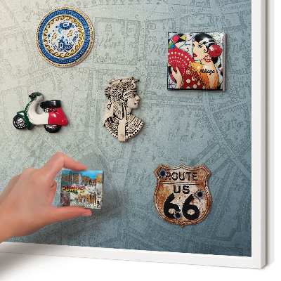 Wand-Magnettafel für Reisesouvenirs mit weißem Rahmen Alte Karte