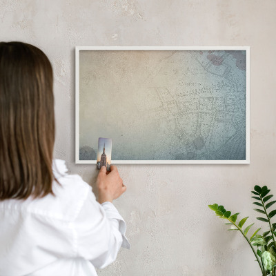 Wand-Magnettafel für Reisesouvenirs mit weißem Rahmen Alte Karte