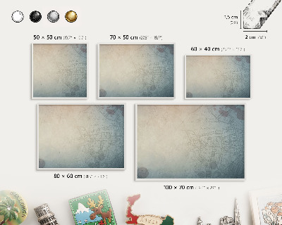 Wand-Magnettafel für Reisesouvenirs mit weißem Rahmen Alte Karte
