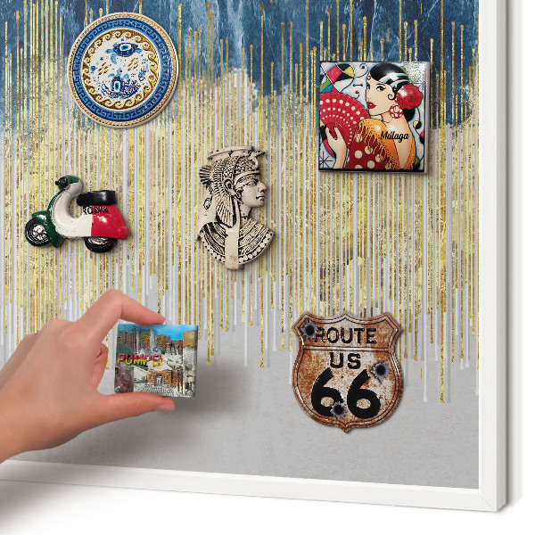 Wand-Magnettafel für Reisesouvenirs mit weißem Rahmen Abstrakter Wald