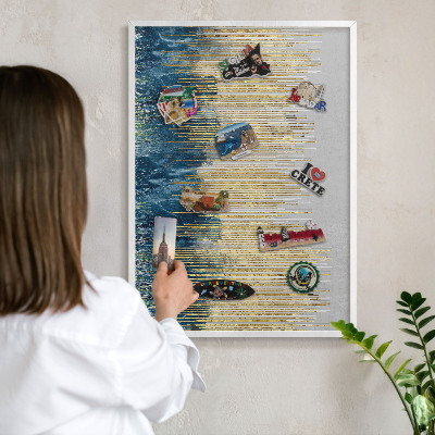 Wand-Magnettafel für Reisesouvenirs mit weißem Rahmen Abstrakter Wald