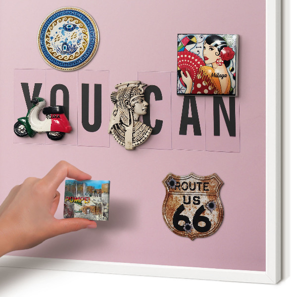 Magnettafel aus Metall für Souvenirs in weißem Rahmen Motivation jeden Tag
