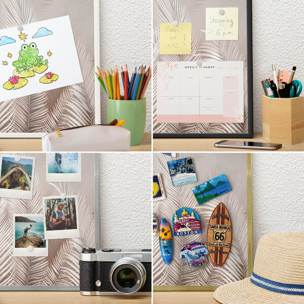 Wand-Magnettafel für Reisesouvenirs mit weißem Rahmen Blätter Natur