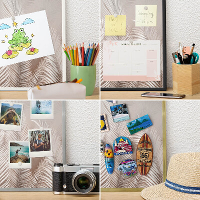 Wand-Magnettafel für Reisesouvenirs mit weißem Rahmen Blätter Natur