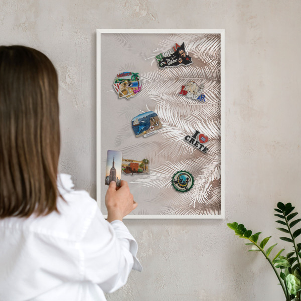 Wand-Magnettafel für Reisesouvenirs mit weißem Rahmen Blätter Natur