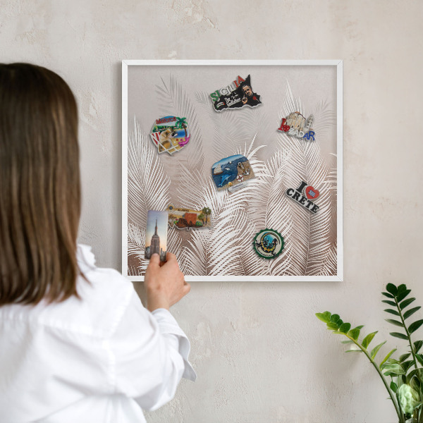 Wand-Magnettafel für Reisesouvenirs mit weißem Rahmen Blätter Natur