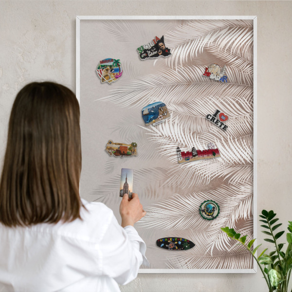 Wand-Magnettafel für Reisesouvenirs mit weißem Rahmen Blätter Natur
