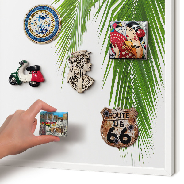 Magnettafel aus Metall für Souvenirs in weißem Rahmen Exotische Natur