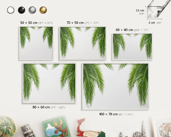 Magnettafel aus Metall für Souvenirs in weißem Rahmen Exotische Natur