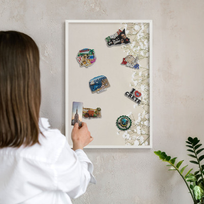 Wand-Magnettafel für Reisesouvenirs mit weißem Rahmen Subtile Natur