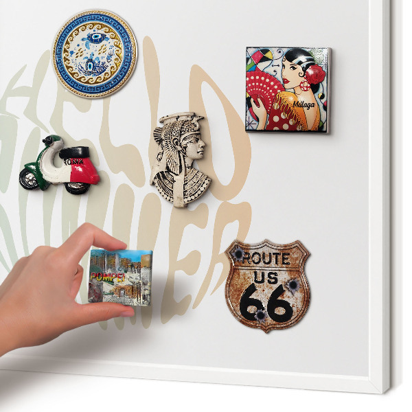 Magnettafel aus Metall für Souvenirs in weißem Rahmen Hallo Sommer!