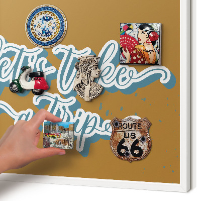 Wand-Magnettafel für Reisesouvenirs mit weißem Rahmen Traumreise