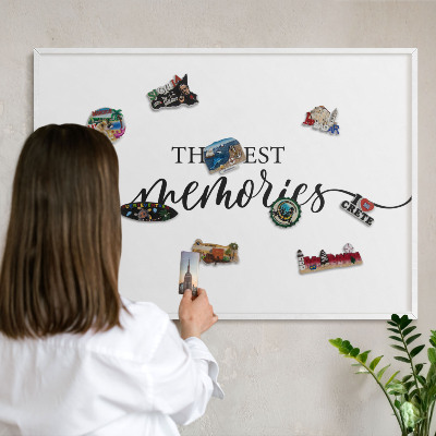 Wand-Magnettafel für Reisesouvenirs mit weißem Rahmen Inspirierende Erinnerungen