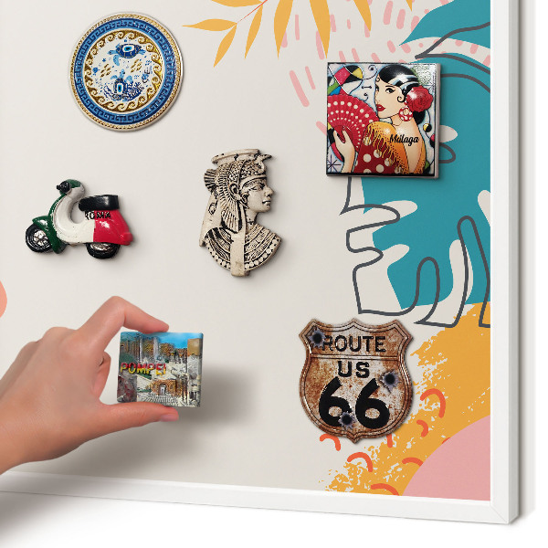 Magnettafel aus Metall für Souvenirs in weißem Rahmen Moderne Natur