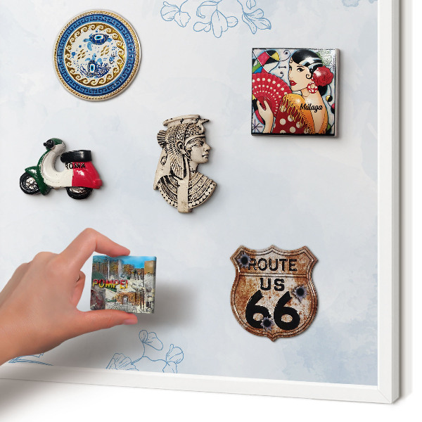 Magnettafel aus Metall für Souvenirs in weißem Rahmen Floristische Eleganz