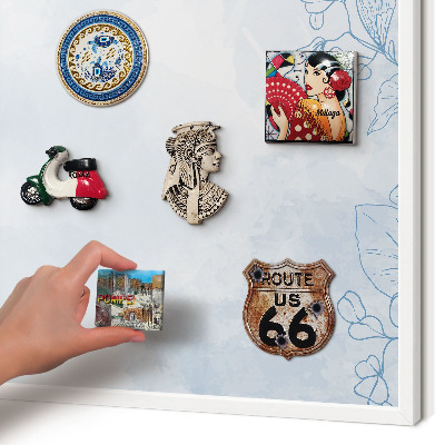 Magnettafel aus Metall für Souvenirs in weißem Rahmen Floristische Eleganz