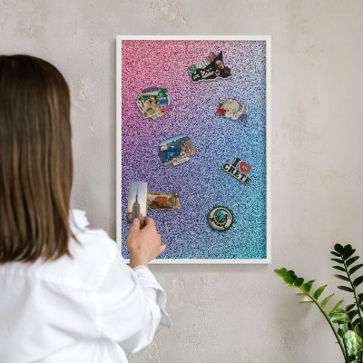 Wand-Magnettafel für Reisesouvenirs mit weißem Rahmen Farbverlauf