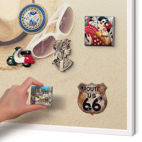 Wand-Magnettafel für Reisesouvenirs mit weißem Rahmen Sommerstrand