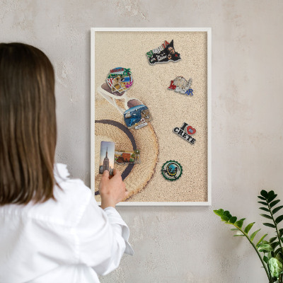 Wand-Magnettafel für Reisesouvenirs mit weißem Rahmen Sommerstrand