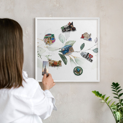 Wand-Magnettafel für Reisesouvenirs mit weißem Rahmen Botanische Eleganz