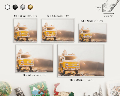 Magnettafel aus Metall für Souvenirs in weißem Rahmen Retro-Reisen