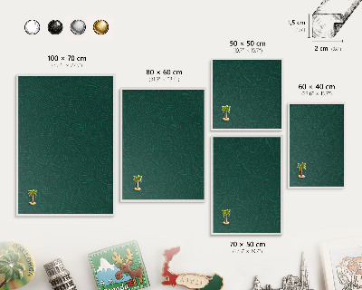 Magnettafel aus Metall für Souvenirs in weißem Rahmen Grüne Blätter