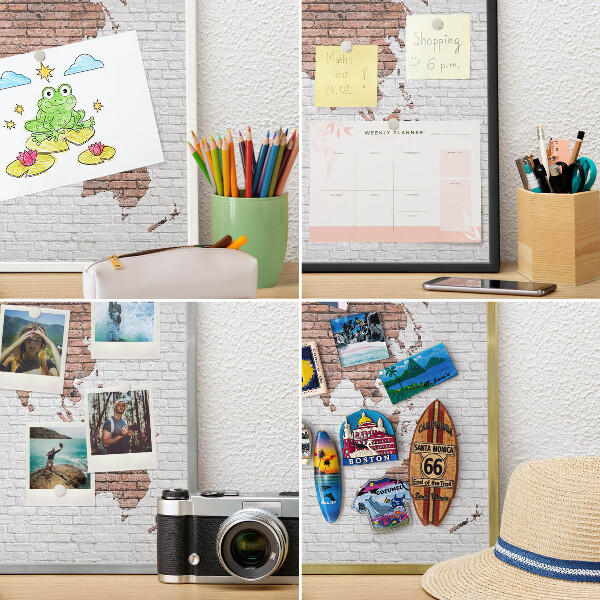 Wand-Magnettafel für Reisesouvenirs mit weißem Rahmen Brick-Karte
