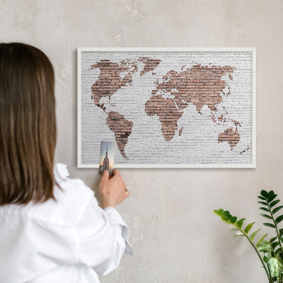 Wand-Magnettafel für Reisesouvenirs mit weißem Rahmen Brick-Karte