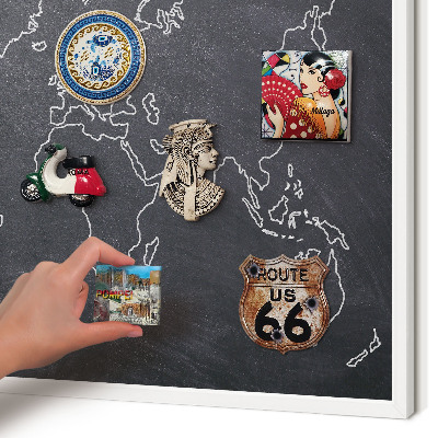Magnettafel aus Metall für Souvenirs in weißem Rahmen Kreidezeitwelt
