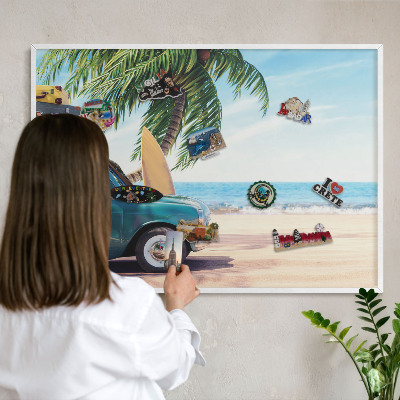 Wand-Magnettafel für Reisesouvenirs mit weißem Rahmen Feiertagsfrieden